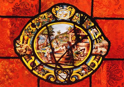 Ventana que representa septiembre, de Montigny (vidriera) de French School
